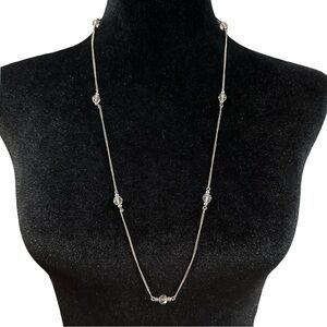 Avon Necklace Silver Tone Beaded 31 Inch Length